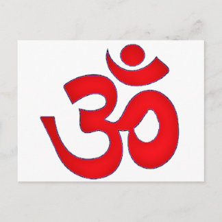Roter OM, OM, SANSKRIT, MANTRA, TANTRA, YOGA Postkarte