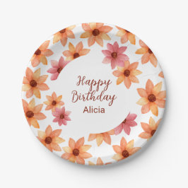 Roter Orange Blume Geburtstag Weißer Tag Pappteller