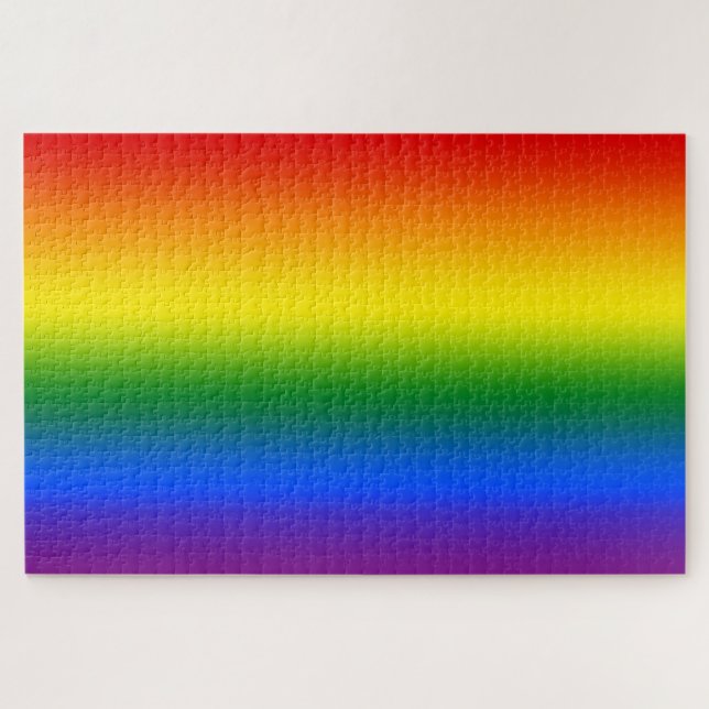 Roter Orange Gelbgrün Lila Regenbogen Ombre Puzzle (Horizontal)