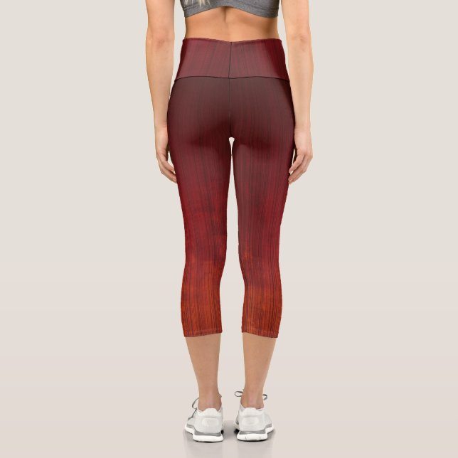 Roter Orange Obre gestreift rustikal Capri Leggings (Rückseite)