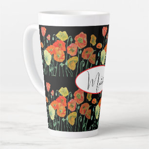 Roter Orange Poppy Blume Muster Milchtasse