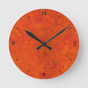 Roter orange Tonal abstrakter gewirbelter Runde Wanduhr