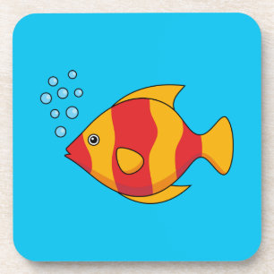 Roter Orange Tropischer Fisch Getränkeuntersetzer