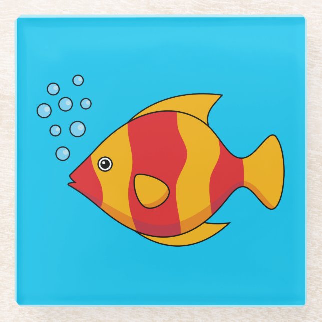 Roter Orange Tropischer Fisch Glasuntersetzer (Vorderseite)