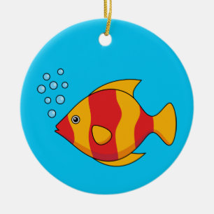 Roter Orange Tropischer Fisch Keramik Ornament