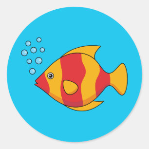 Roter Orange Tropischer Fisch Runder Aufkleber