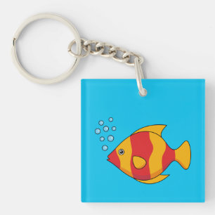Roter Orange Tropischer Fisch Schlüsselanhänger