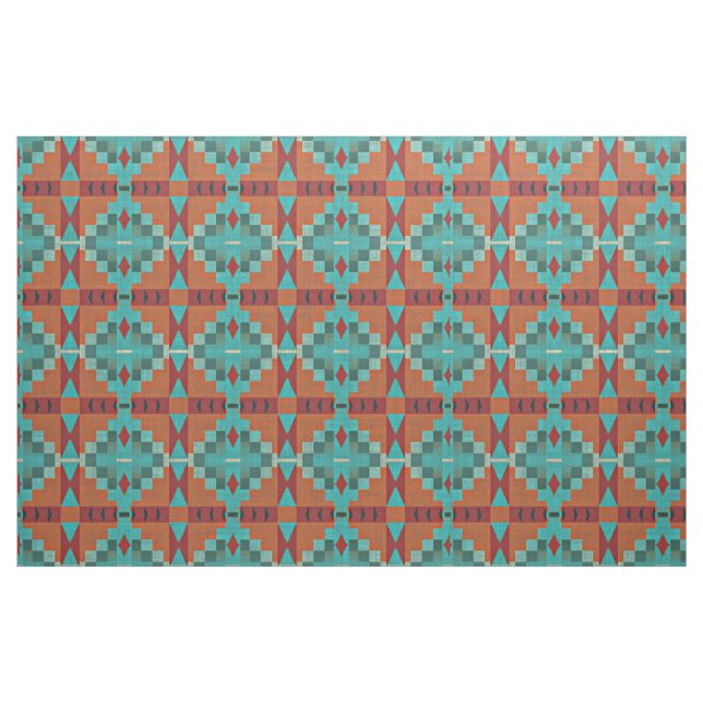 Roter Orange Türkis Aquamariner grüner Ethnic Look Stoff (Fat Quarter (45,7 x 55,9 cm))