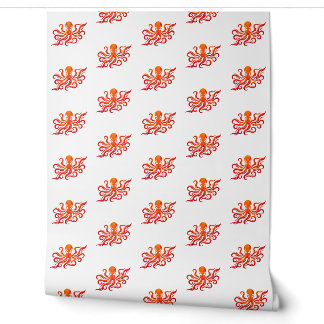 Roter & Orangefarbener Oktopus Tapete