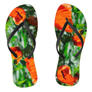 Roter Orangenmohn-Blume Flip Flops