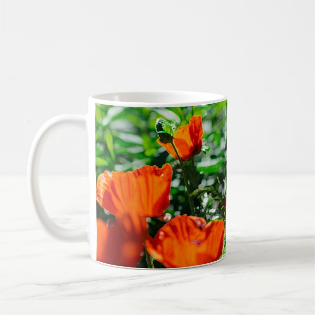 Roter Orangenmohn-Blume Kaffeetasse (Links)