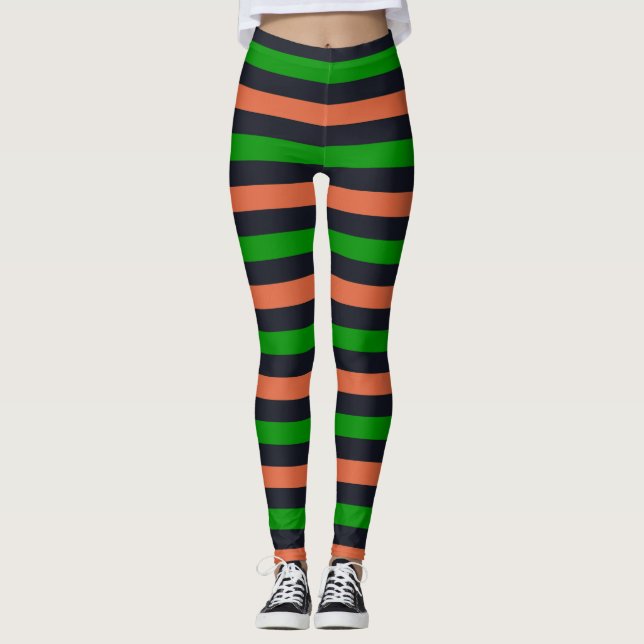 Roter Orangenstreifen Halloween-Leggings Leggings (Vorderseite)