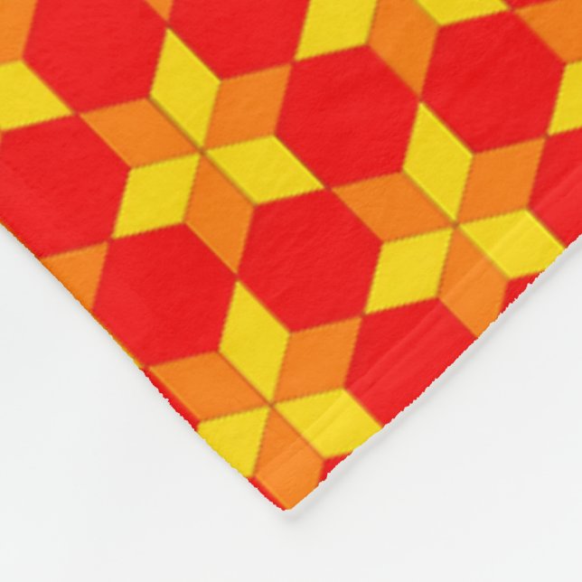 Roter Oranger Geometrischer Sherpa-Wurf Fleecedecke (Ecke)
