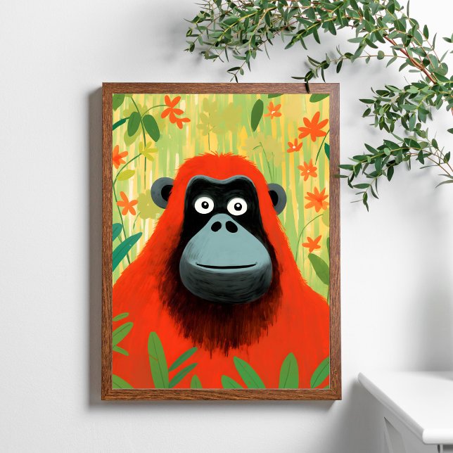Roter Orangutan Jungle Scene Kinder Kunst Poster (Von Creator hochgeladen)