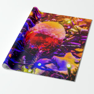 Roter Ornamentball, Schneehaube Geschenkpapier