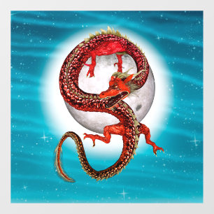 Roter Ostdrache - Mythische Fantasiewesen Fensteraufkleber