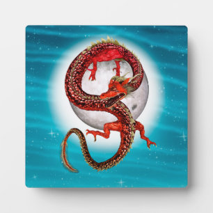 Roter Ostdrache - Mythische Fantasiewesen Fotoplatte