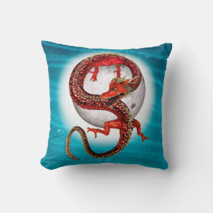 Roter Ostdrache - Mythische Fantasiewesen Kissen