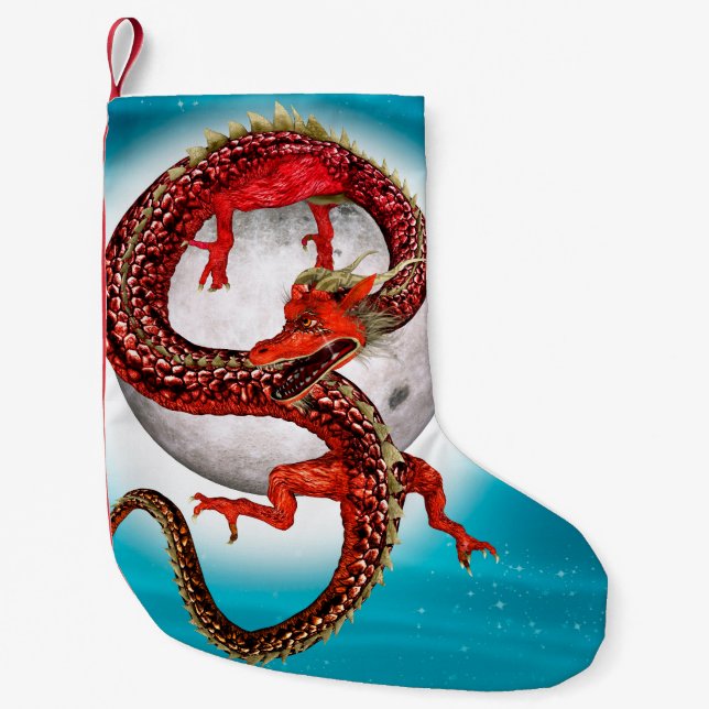 Roter Ostdrache - Mythische Fantasiewesen Kleiner Weihnachtsstrumpf (Vorderseite)