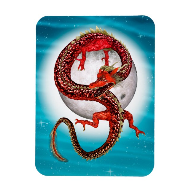 Roter Ostdrache - Mythische Fantasiewesen Magnet (Vertikal)