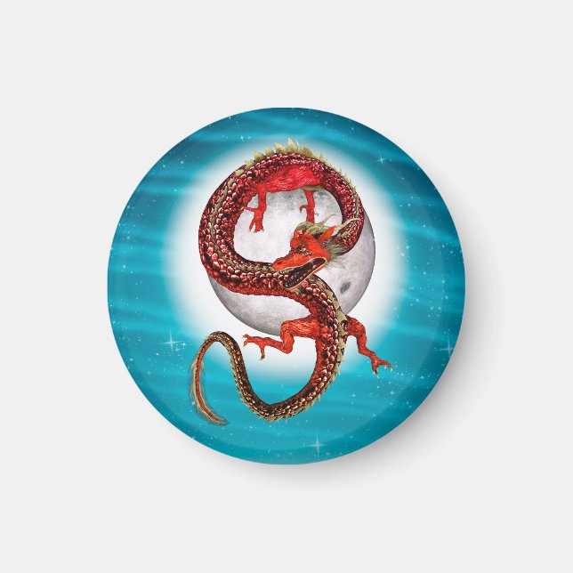 Roter Ostdrache - Mythische Fantasiewesen Magnet (Vorne)