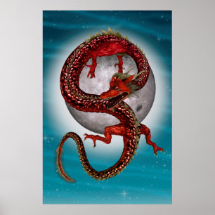 Roter Ostdrache - Mythische Fantasiewesen Poster