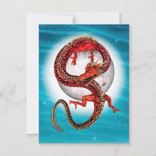 Roter Ostdrache - Mythische Fantasiewesen Postkarte