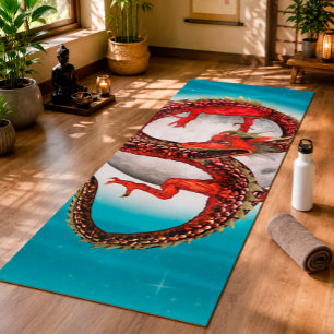 Roter Ostdrache - Mythische Fantasiewesen Yogamatte