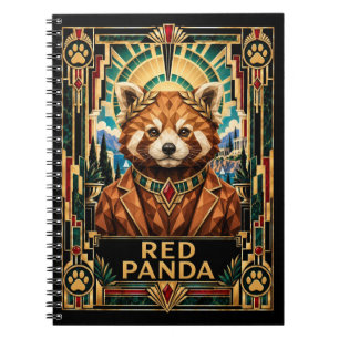 Roter Panda, Art Deco Wildlife Notizblock