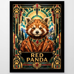 Roter Panda, Art Deco Wildlife Postkarte