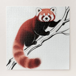 Roter Panda auf Ast sitzend Puzzle