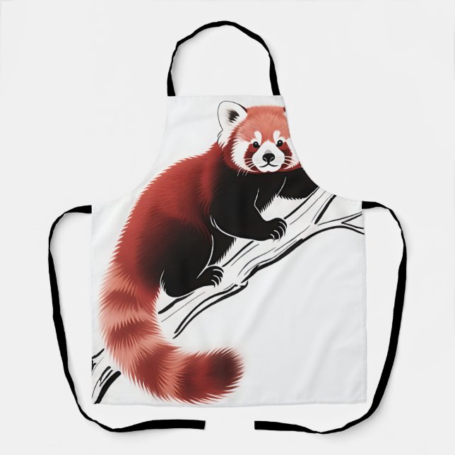 Roter Panda auf Ast sitzend Schürze (Vorderseite)