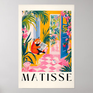 Roter Panda auf der Toilette, sonniges Badezimmer Poster