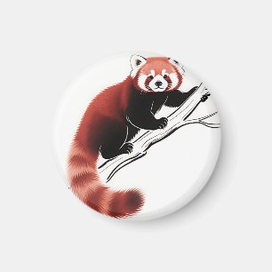 Roter Panda auf einem Ast sitzend Magnet