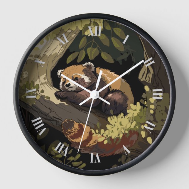 Roter Panda auf einem Baumzweig Uhr (Vorderseite)