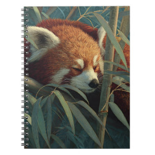 Roter Panda Bamboo Wald Kunst Notizblock