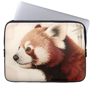 Roter-Panda-Bambus-Aquarellporträt Laptopschutzhülle