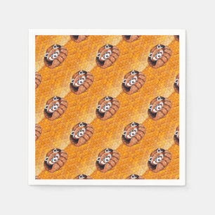 Roter Panda-Bär auf orangefarbenem Kubismus Serviette