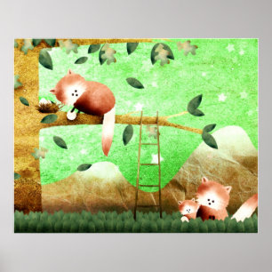 Roter Panda-Berg - Plakatdruck Poster