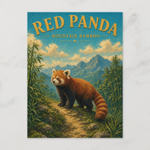 Roter Panda Bergbambus Aquarell GeoSaga Postkarte