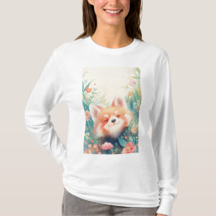 Roter Panda Blumen Spielplatz T-Shirt