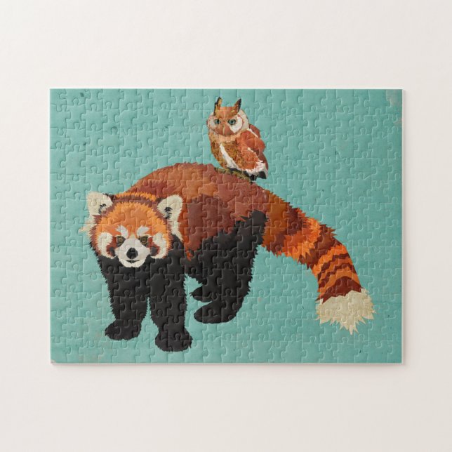 Roter Panda & Eulen-Rätsel Puzzle (Horizontal)