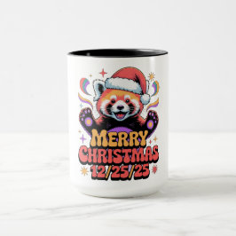Roter Panda Frohe Weihnachten 12/25/25 Tasse