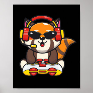 Roter Panda-Gamer Lustiger Roter Pandas Tierliebha Poster