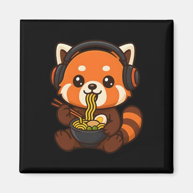 Roter Panda Gaming Gamer isst Ramen  Magnet (Vorne)