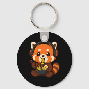 Roter Panda Gaming-Spieler isst Ramen Schlüsselanhänger