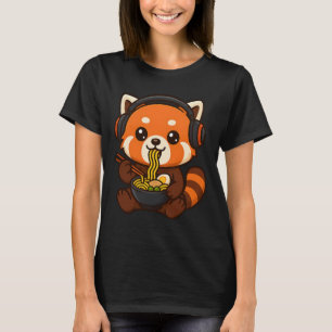 Roter Panda Gaming-Spieler isst Ramen T-Shirt