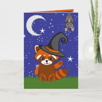 Roter Panda Halloween Faltenkarte
