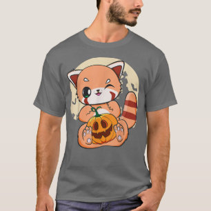 Roter Panda Halloween Kawaii Kürbis Anime 6210 T-Shirt