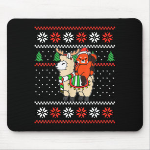 Roter Panda hässlicher Weihnachtspullover Renntier Mousepad